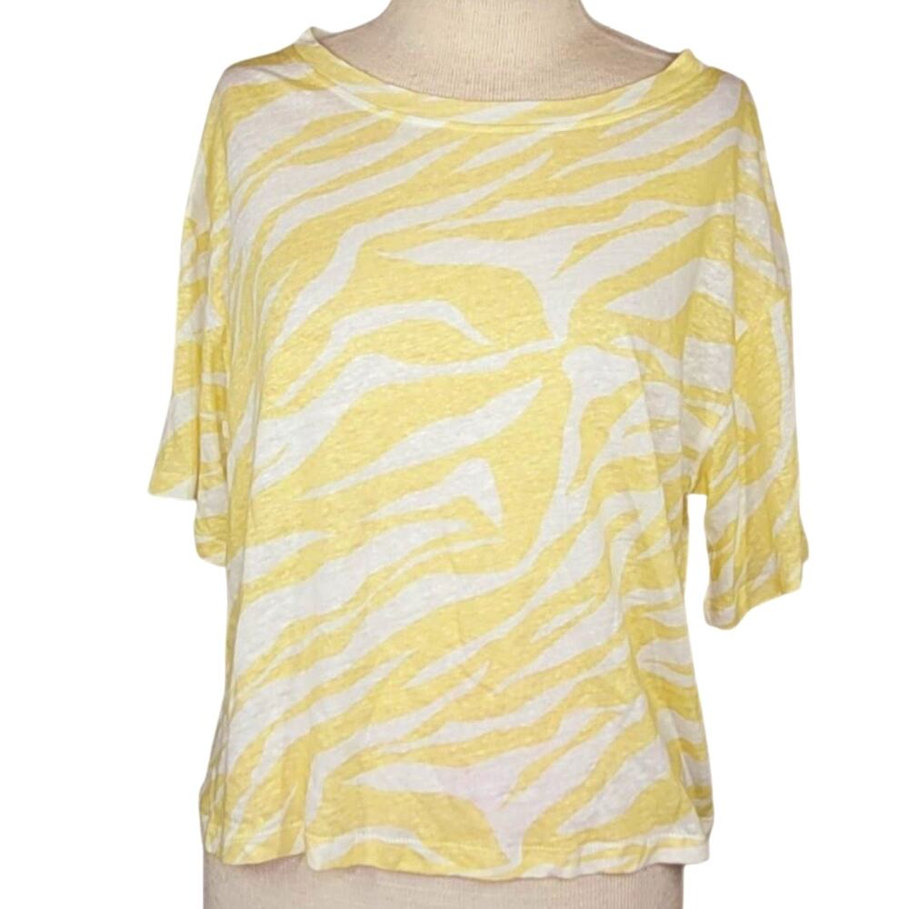 SEN Yellow Animal Print Crop Top Size Small
